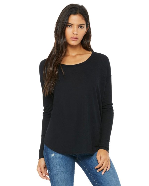 Bella+Canvas Ladies Flowy Long Sleeve T-Shirt with 2x1 Sleeves Online Hot Sale - Image 5