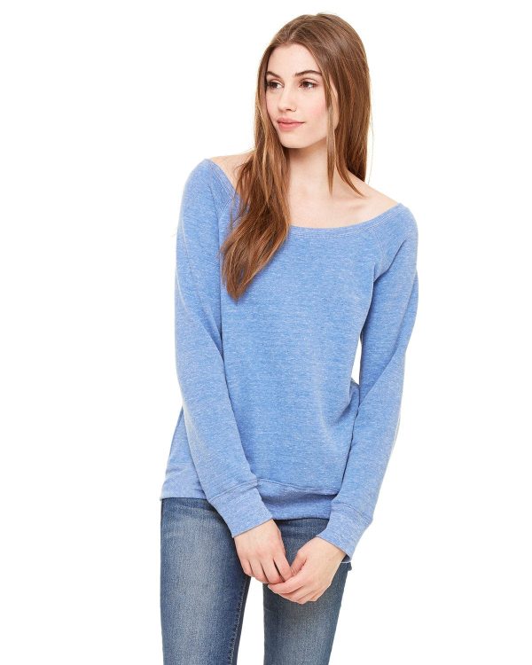Bella+Canvas Ladies Triblend Sponge Fleece Wide Neck Sweatshirt Online Sale - Image 5