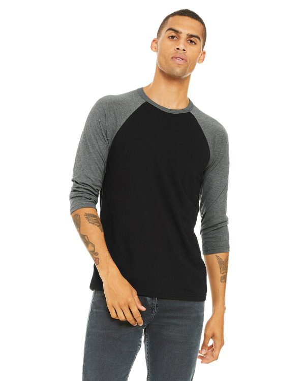 Bella+Canvas Unisex Triblend 3 4-Sleeve Baseball T-Shirt For Sale - Image 5