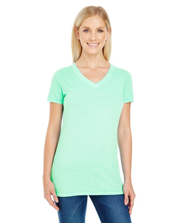 Threadfast Apparel Ladies Pigment Dye V-Neck Tee | Mint on Sale