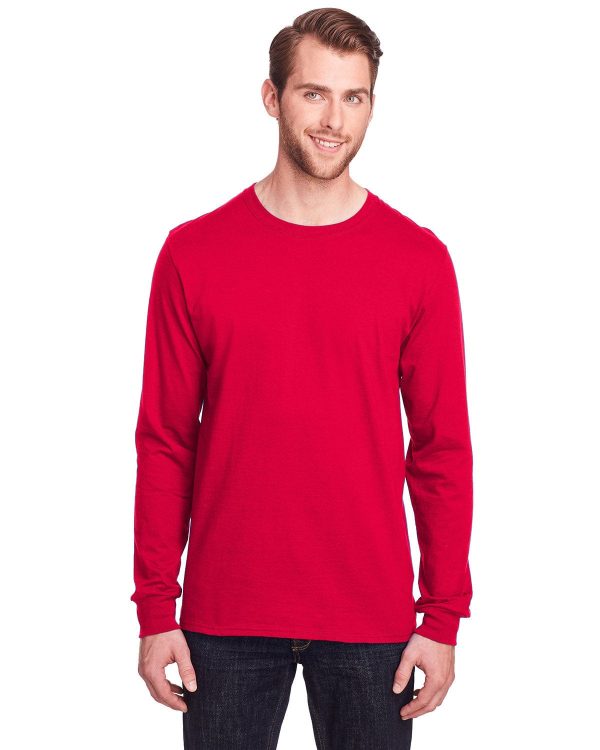 Fruit of the Loom Adult ICONIC Long Sleeve T-Shirt | True Red Cheap