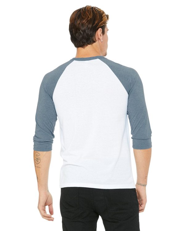 Bella+Canvas Unisex Triblend 3 4-Sleeve Baseball T-Shirt | White  Denim For Discount - Image 2