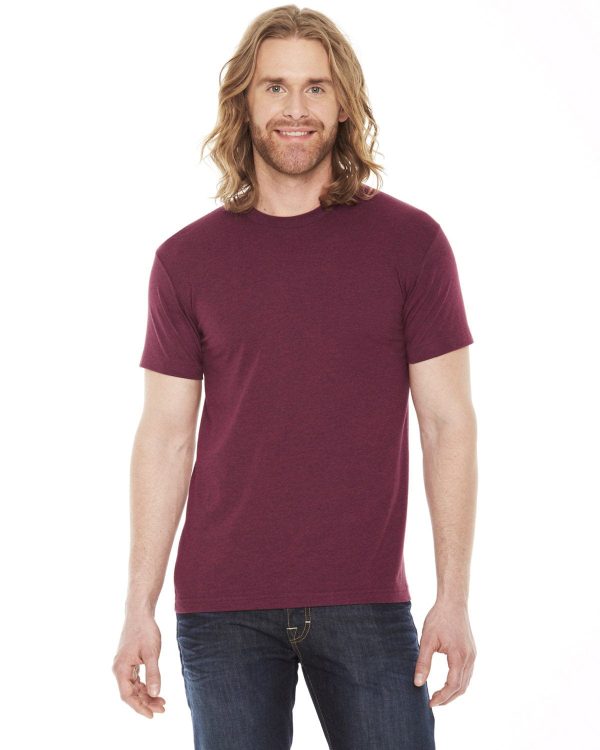 American Apparel Unisex Poly-Cotton Short Sleeve Crewneck | Hthr Cranberry on Sale