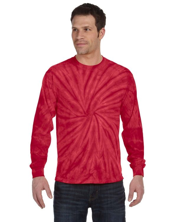 Tie-Dye 100% Cotton Long Sleeve Tie-Dyed T-Shirt | Spider Red Cheap