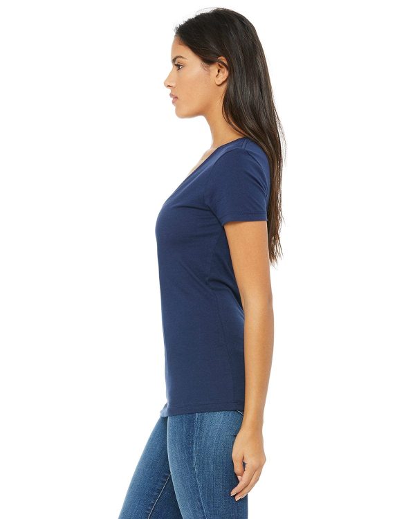 Bella+Canvas Ladies Deep V-Neck T-Shirt | Navy For Discount - Image 3