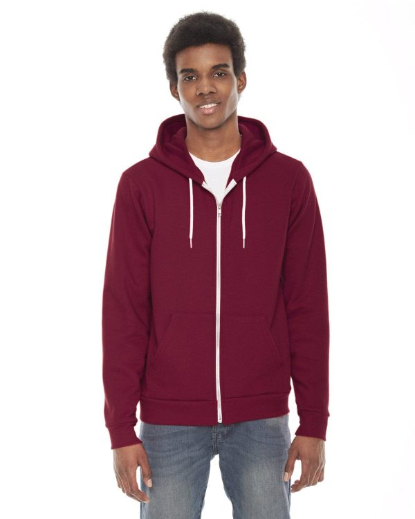 American Apparel Unisex Flex Fleece Zip Hoodie | Cranberry For Cheap