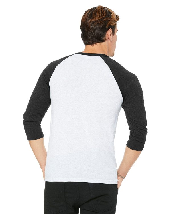 Bella+Canvas Unisex Triblend 3 4-Sleeve Baseball T-Shirt | Wht Flck  Chr Tr For Sale - Image 2