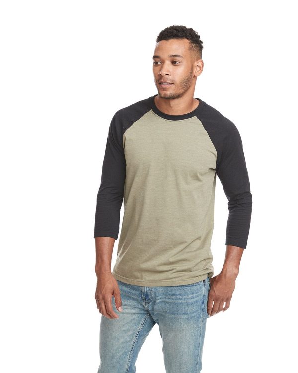 Next Level Unisex CVC 3 4 Sleeve Raglan Baseball T-Shirt | Black  Olive Fashion