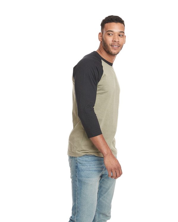 Next Level Unisex CVC 3 4 Sleeve Raglan Baseball T-Shirt | Black  Olive Fashion - Image 3