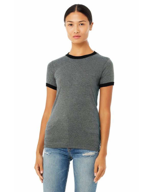 Bella+Canvas Ladies Heather Ringer Tee | Deep Hthr  Black on Sale