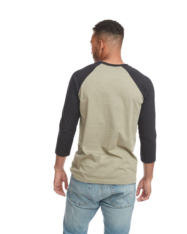 Next Level Unisex CVC 3 4 Sleeve Raglan Baseball T-Shirt | Black  Olive Fashion - Image 2