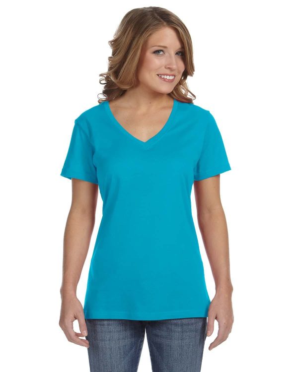 Anvil Ladies Featherweight V-Neck T-Shirt For Sale - Image 5