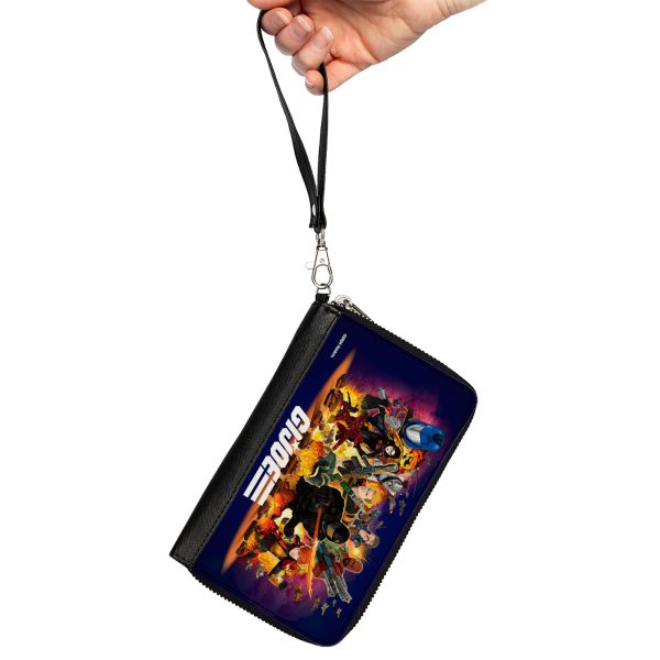 PU Zip Around Wallet Rectangle - GI Joe Universe Agents Explosion Group Pose and Logo Blue Online now - Image 2