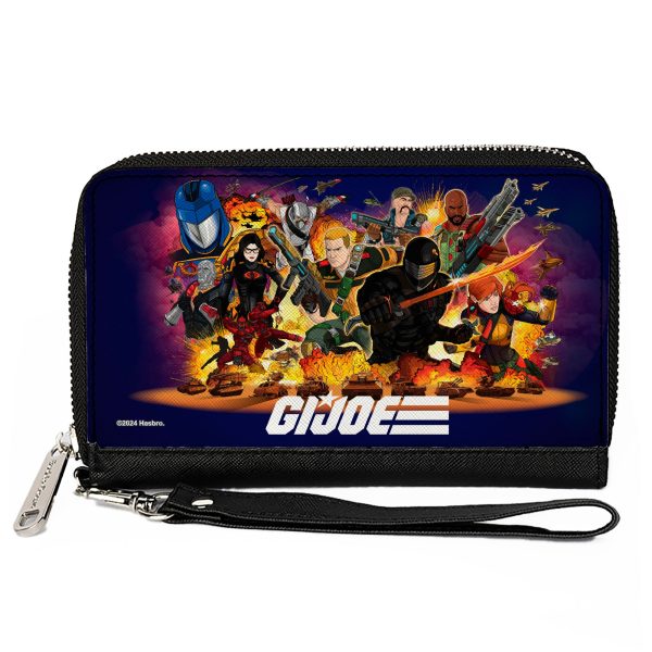 PU Zip Around Wallet Rectangle - GI Joe Universe Agents Explosion Group Pose and Logo Blue Online now