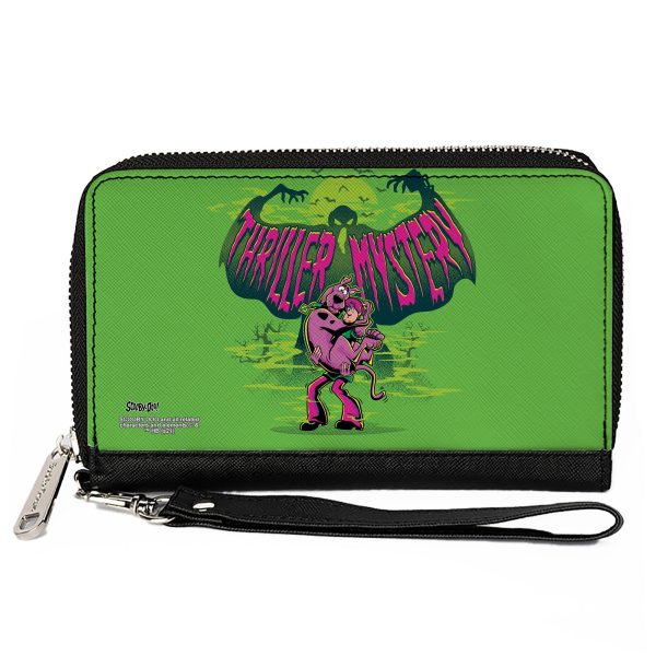 Women s PU Zip Around Wallet Rectangle - Shaggy Carrying Scooby-Doo THRILLER MYSTERY Ghost Greens Sale